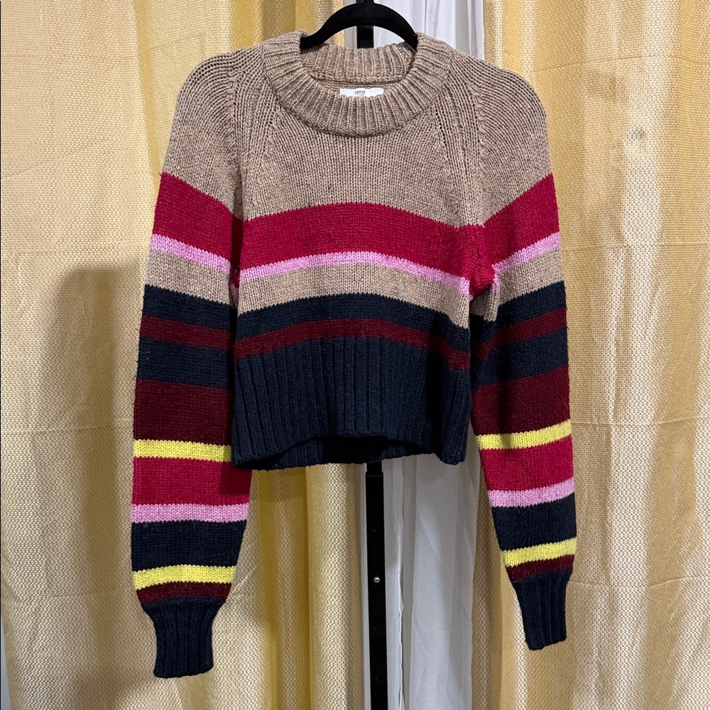 Current/Elliott Colorful Striped Crew Neck Sweater